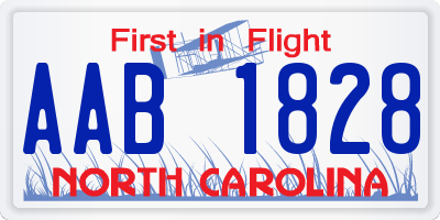NC license plate AAB1828