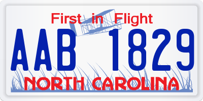 NC license plate AAB1829