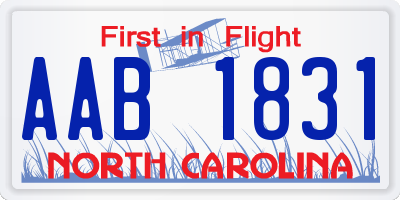 NC license plate AAB1831