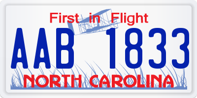 NC license plate AAB1833