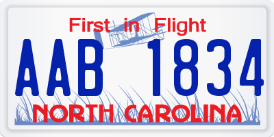 NC license plate AAB1834
