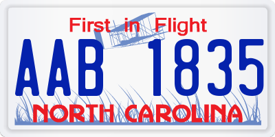 NC license plate AAB1835