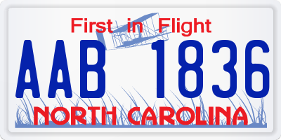 NC license plate AAB1836