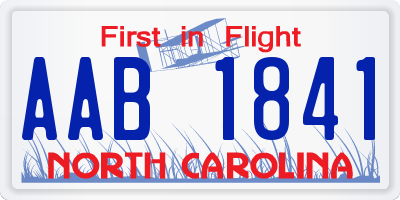 NC license plate AAB1841