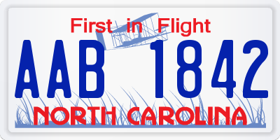 NC license plate AAB1842