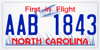 NC license plate AAB1843