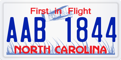 NC license plate AAB1844