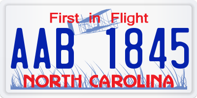 NC license plate AAB1845