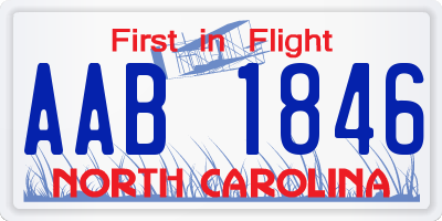 NC license plate AAB1846