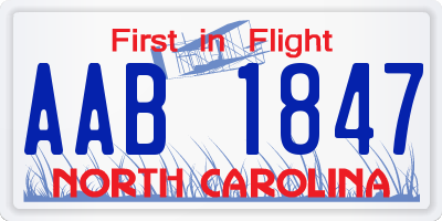 NC license plate AAB1847