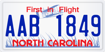 NC license plate AAB1849