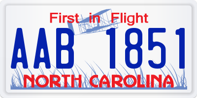 NC license plate AAB1851