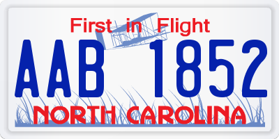 NC license plate AAB1852