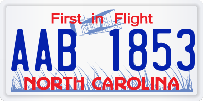 NC license plate AAB1853
