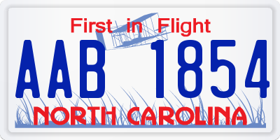 NC license plate AAB1854