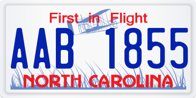 NC license plate AAB1855