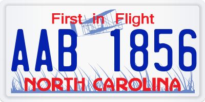 NC license plate AAB1856