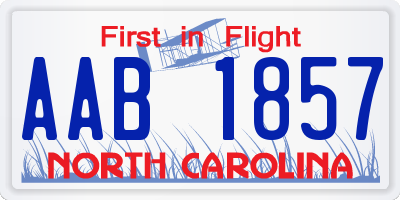 NC license plate AAB1857