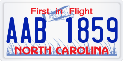 NC license plate AAB1859