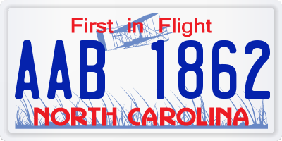 NC license plate AAB1862