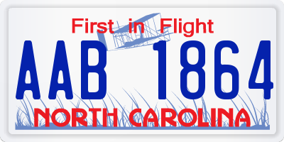 NC license plate AAB1864