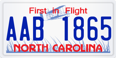 NC license plate AAB1865