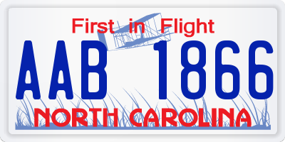 NC license plate AAB1866