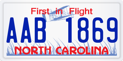 NC license plate AAB1869