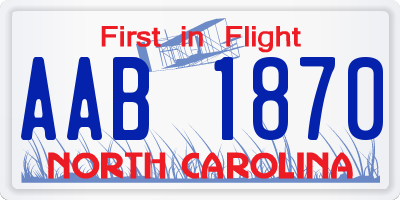 NC license plate AAB1870