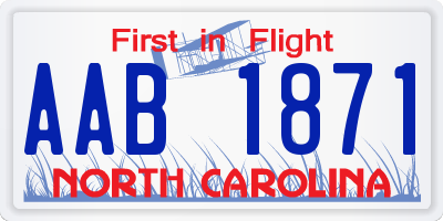 NC license plate AAB1871