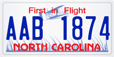 NC license plate AAB1874
