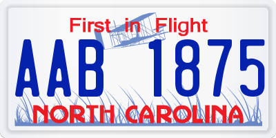 NC license plate AAB1875