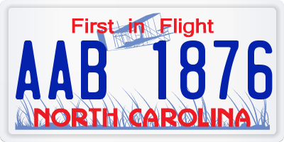 NC license plate AAB1876