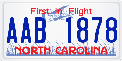 NC license plate AAB1878