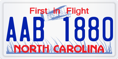 NC license plate AAB1880