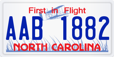 NC license plate AAB1882