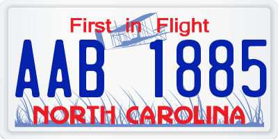 NC license plate AAB1885