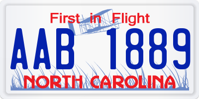 NC license plate AAB1889