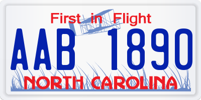 NC license plate AAB1890