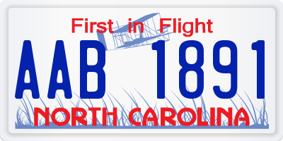 NC license plate AAB1891