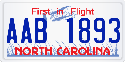 NC license plate AAB1893