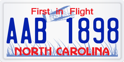 NC license plate AAB1898
