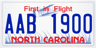 NC license plate AAB1900