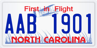 NC license plate AAB1901