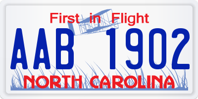 NC license plate AAB1902