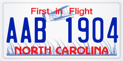 NC license plate AAB1904