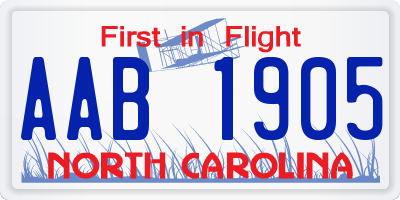 NC license plate AAB1905