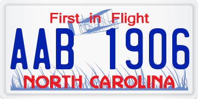 NC license plate AAB1906