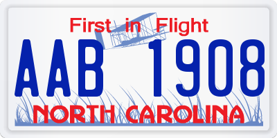 NC license plate AAB1908
