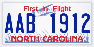 NC license plate AAB1912